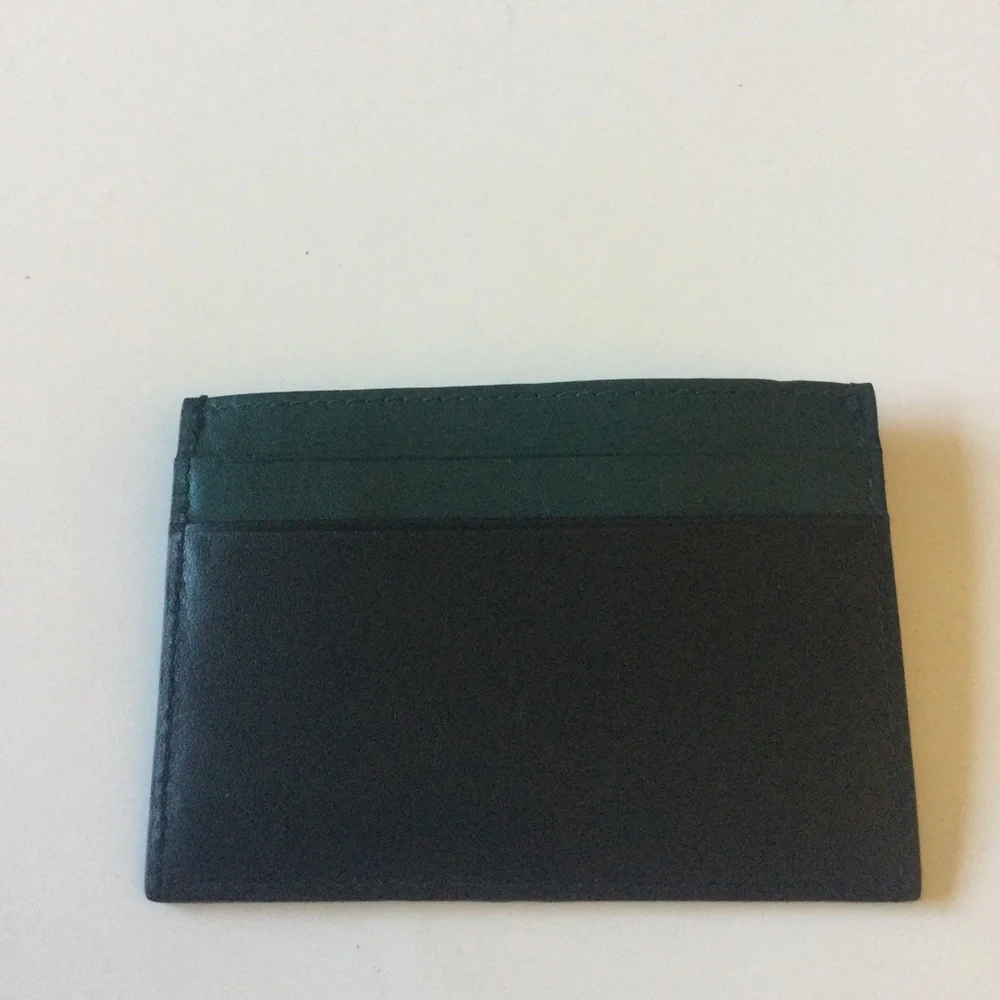 TED BAKER SANISE MENS LEATHER CARD HOLDER BLACK/GREEN NWOT